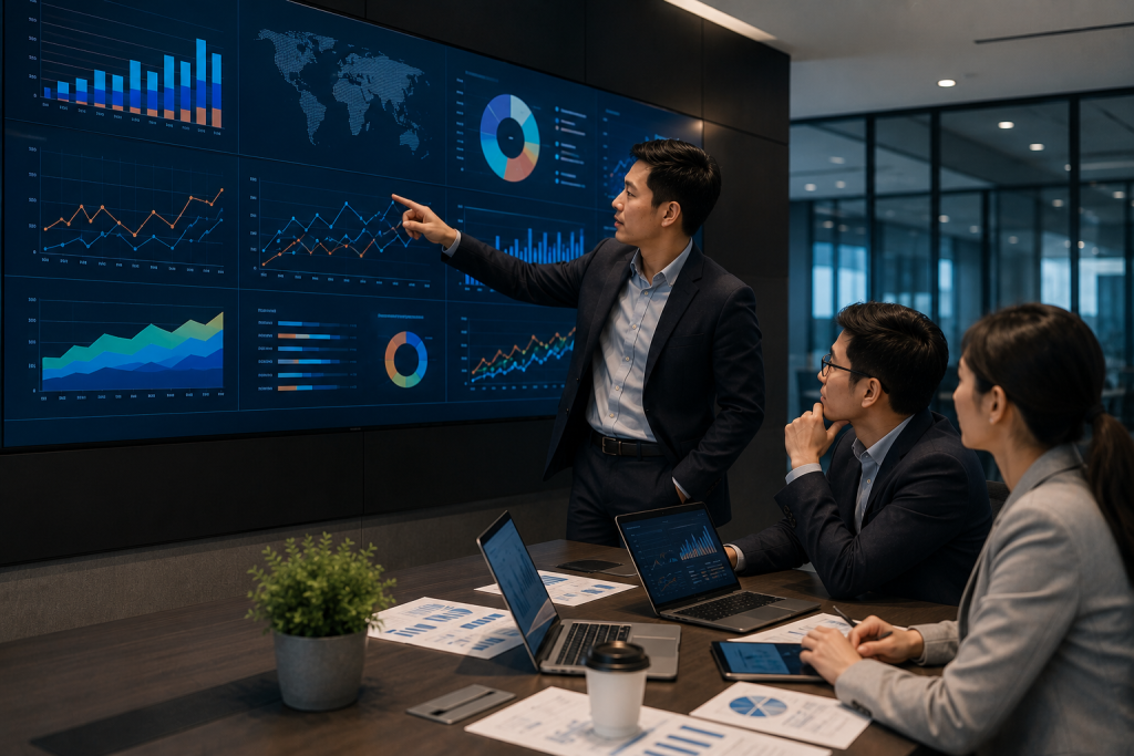 Business team evaluating pricing models for outsourcing services