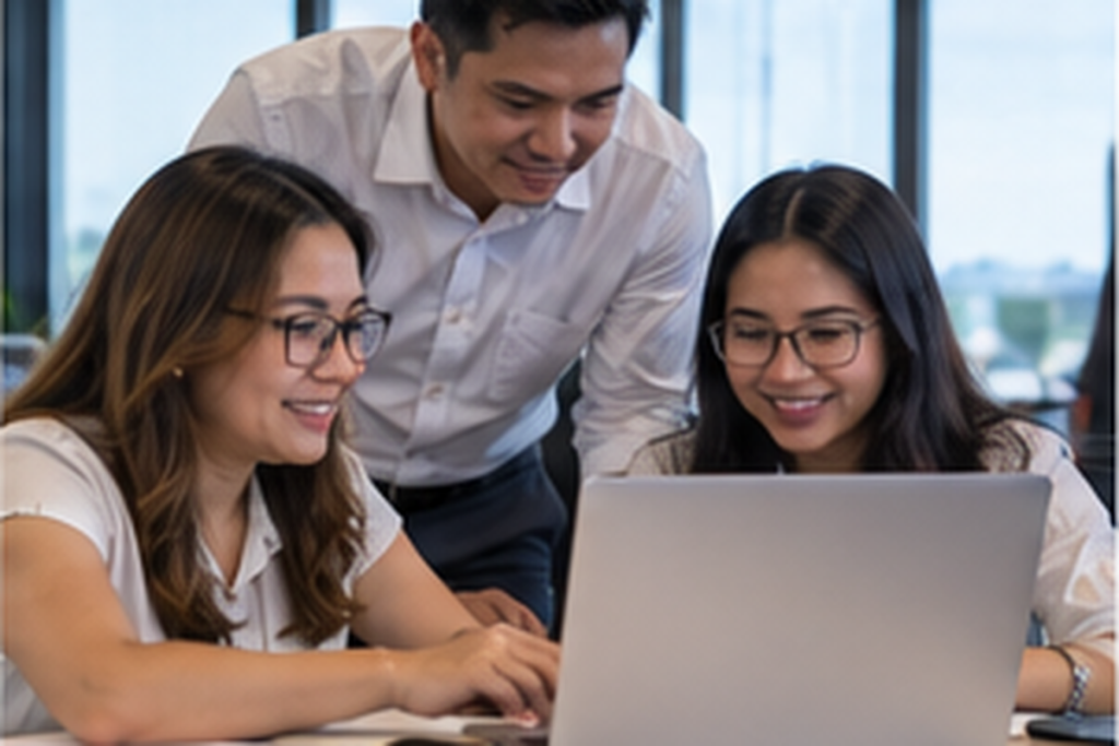 KPO team collaborating on AI-assisted analytical work together