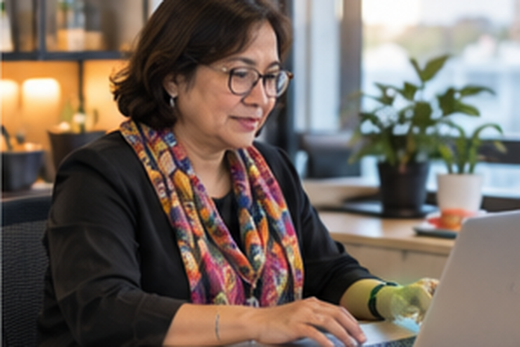 Professional woman working on a laptop, representing KPO services for the legal industry